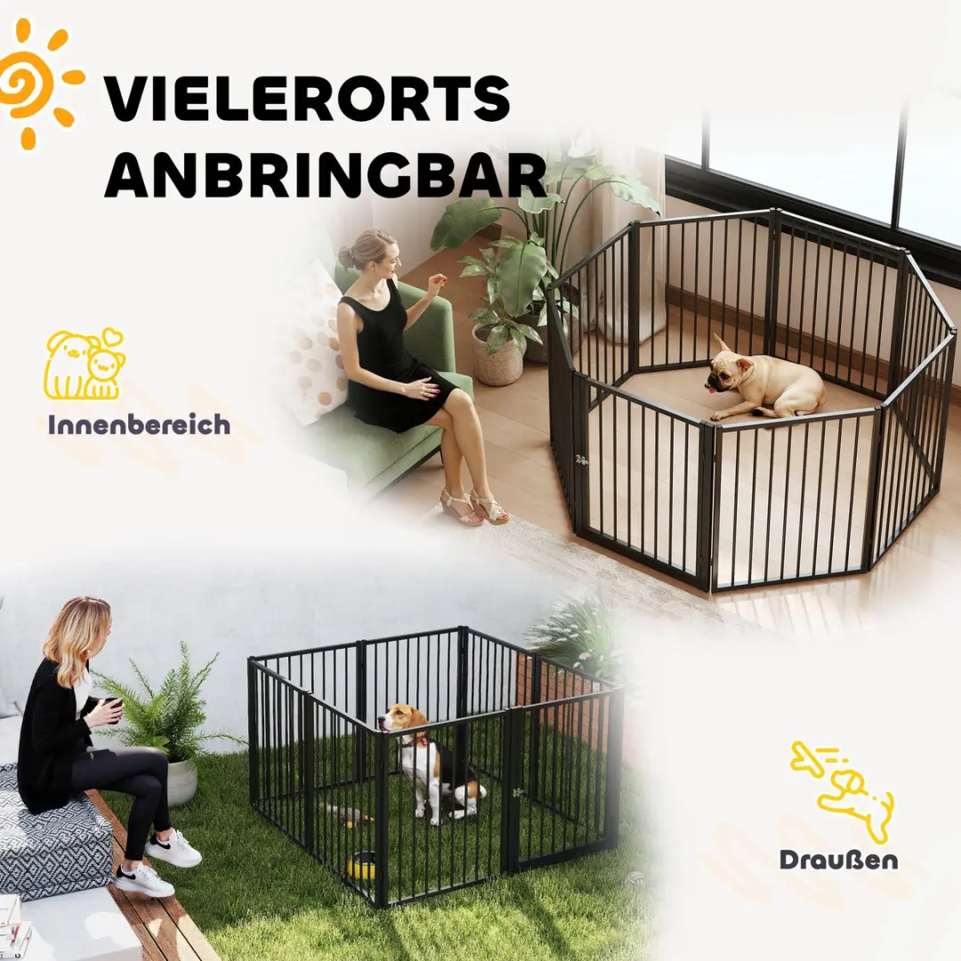Pawhut Huisdierenren Staal 240x120x76cm - Zwart