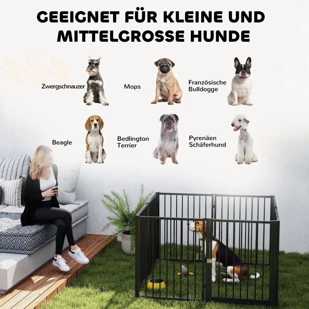 Pawhut Huisdierenren Staal 240x120x76cm - Zwart
