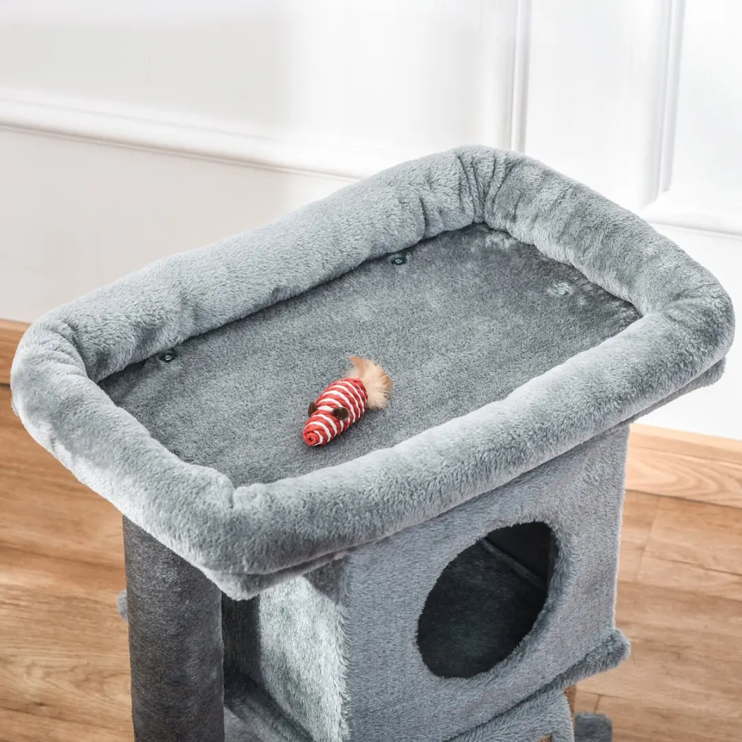 Pawhut Kattenboom 40x40x57cm - 3 Niveaus - 2 Ligplekken - Grijs