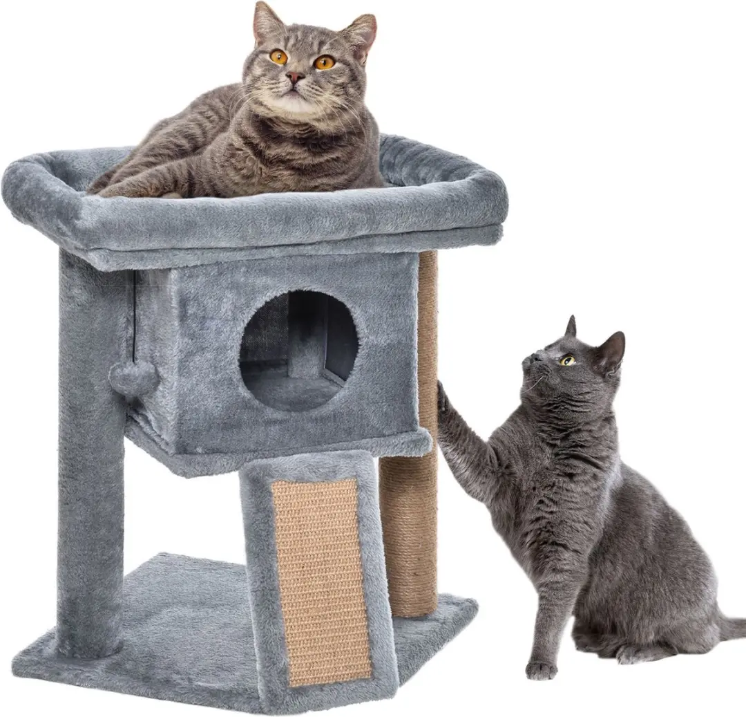 Pawhut Kattenboom 40x40x57cm - 3 Niveaus - 2 Ligplekken - Grijs