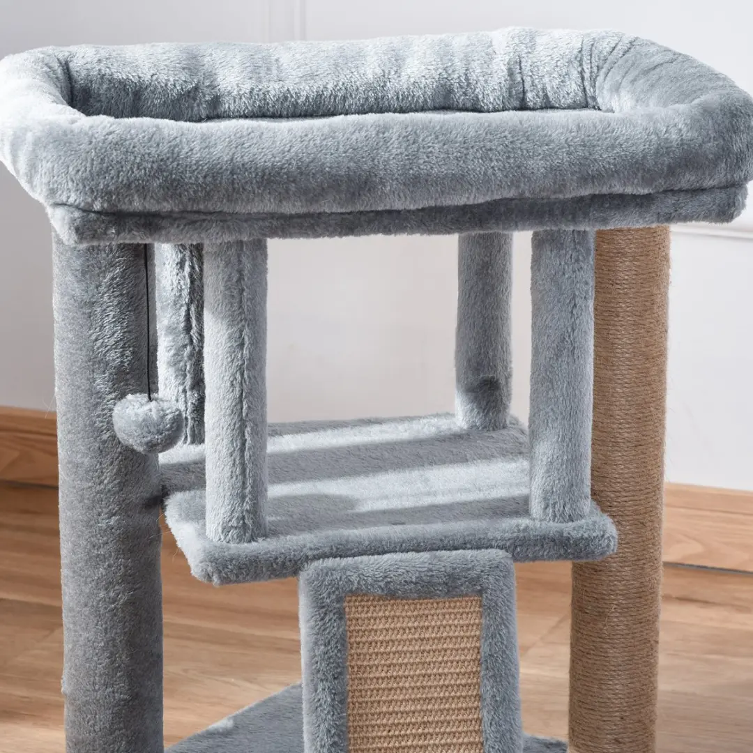 Pawhut Kattenboom 40x40x57cm - 3 Niveaus - 2 Ligplekken - Grijs