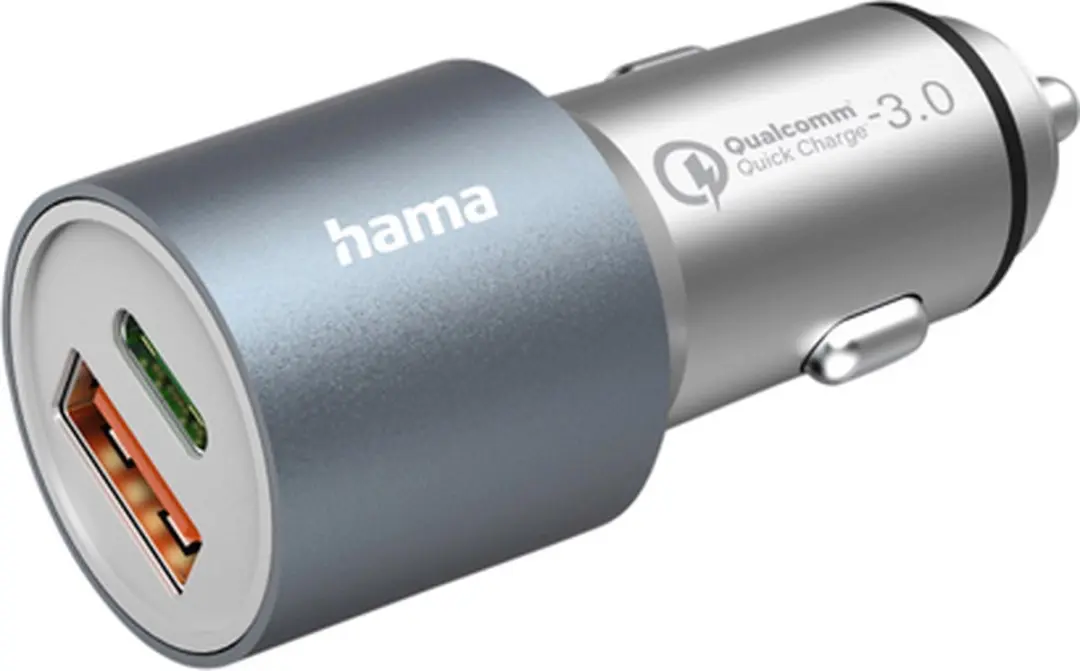 Hama 00201639 Auto Oplader 38W - USB-C PD & USB-A QC - Zilver