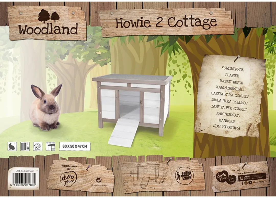 Duvo Woodland Howie 2 Cottage Konijnenhok - Wit