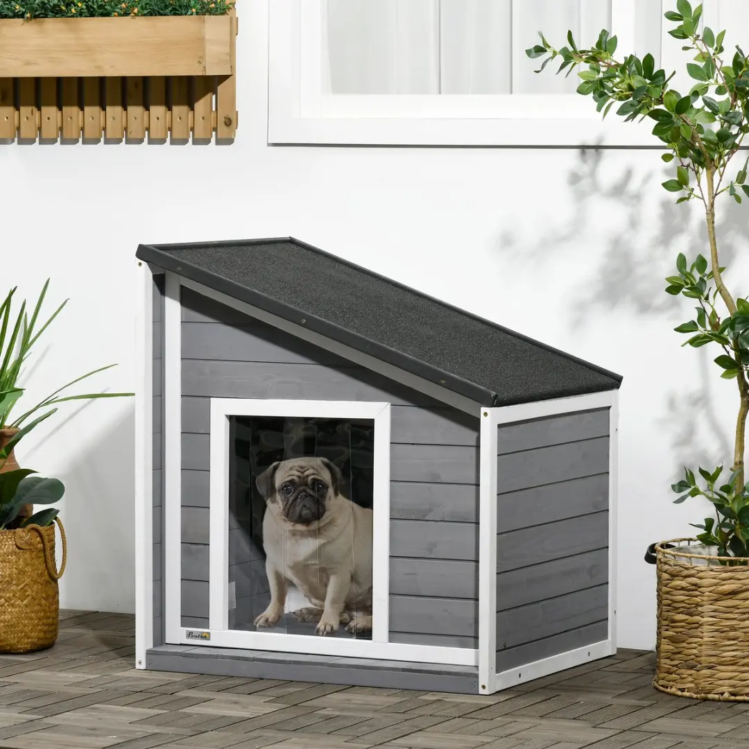 Pawhut Hondenhok 1-Verdieping - 71x58x77cm - Grijs/Wit - afbeelding 6 van 6