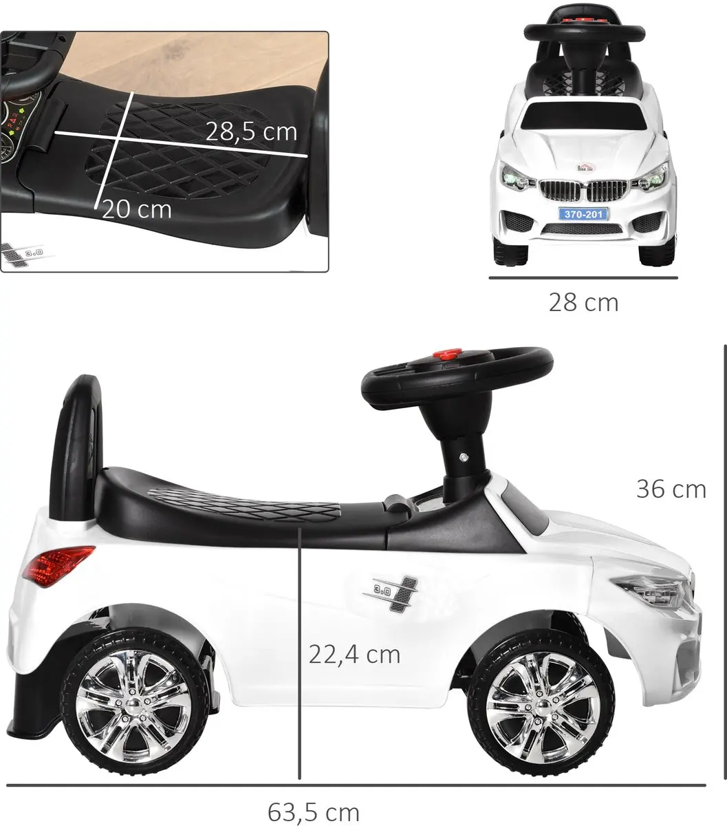 Homcom Kinderglijwagen PP 63,5x28x36cm - Wit