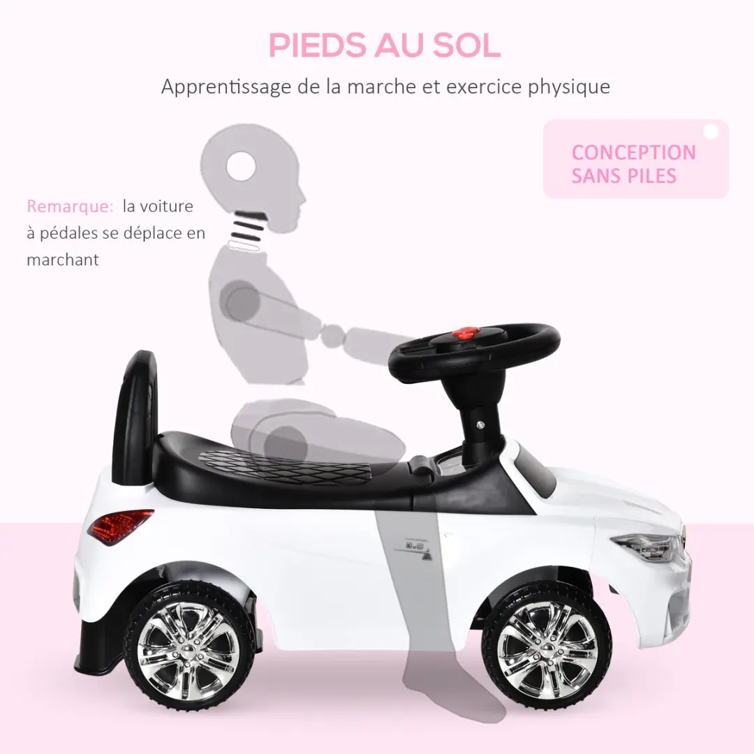 Homcom Kinderglijwagen PP 63,5x28x36cm - Wit