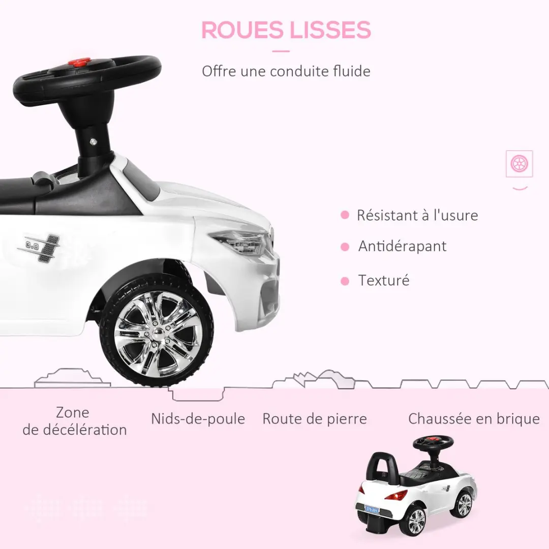 Homcom Kinderglijwagen PP 63,5x28x36cm - Wit