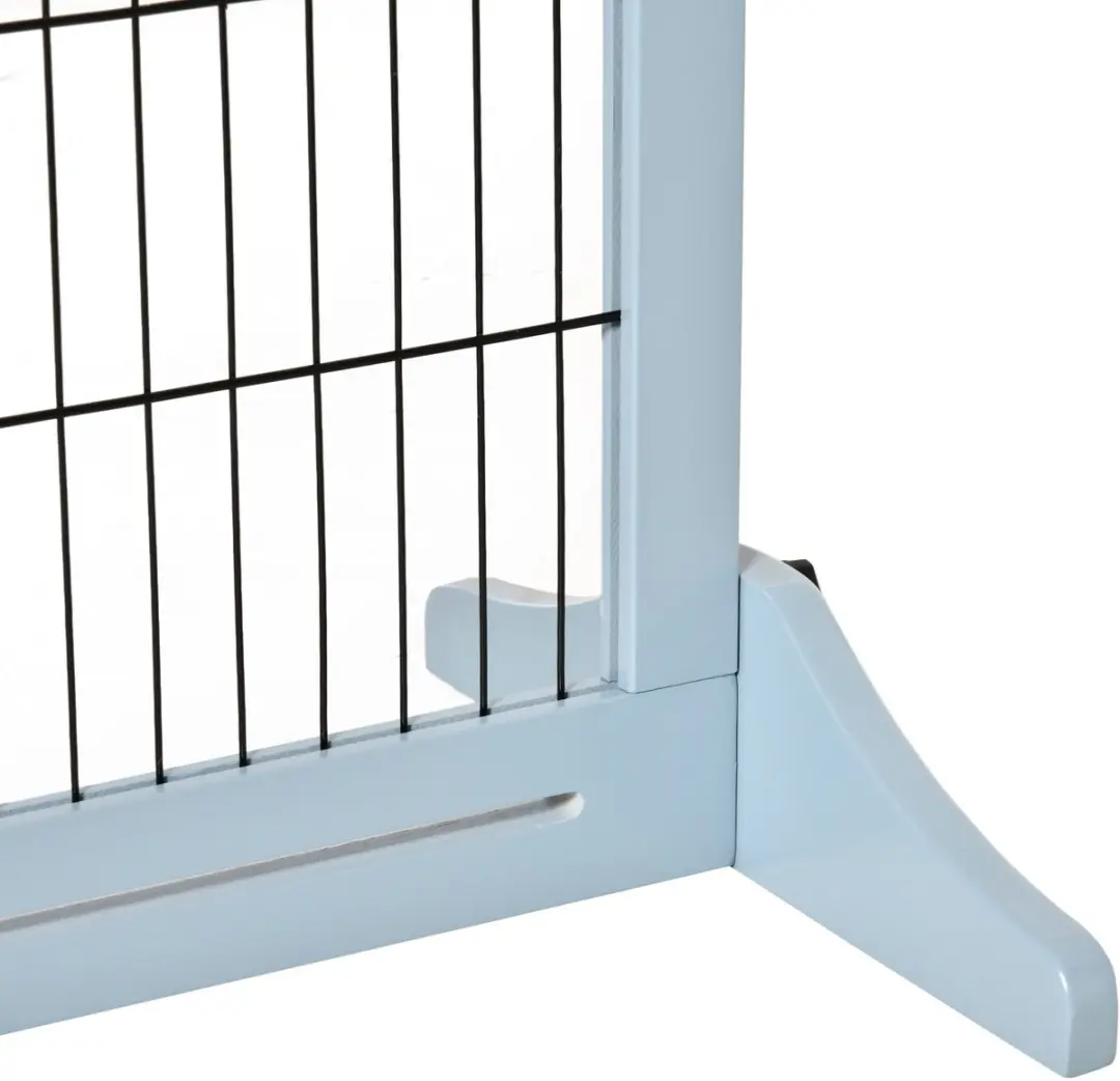Pawhut Houten Hondenhek Uitschuifbaar Grijsblauw