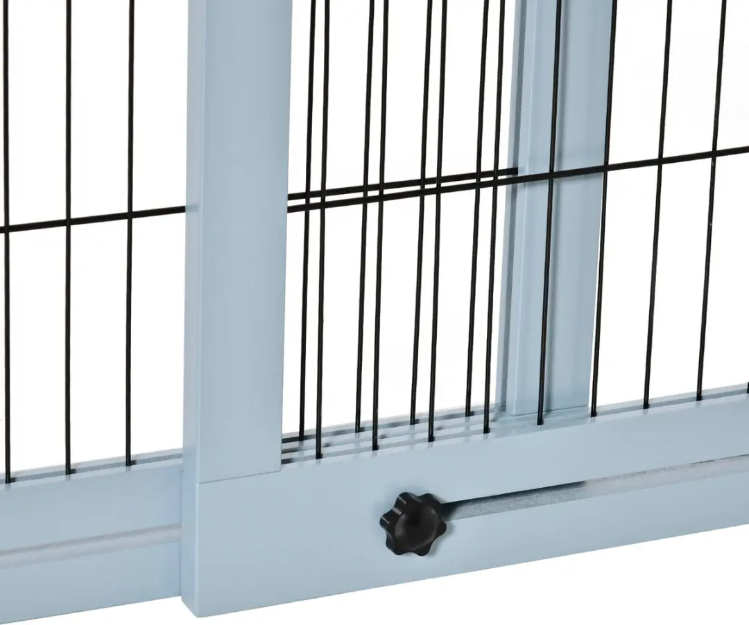 Pawhut Houten Hondenhek Uitschuifbaar Grijsblauw