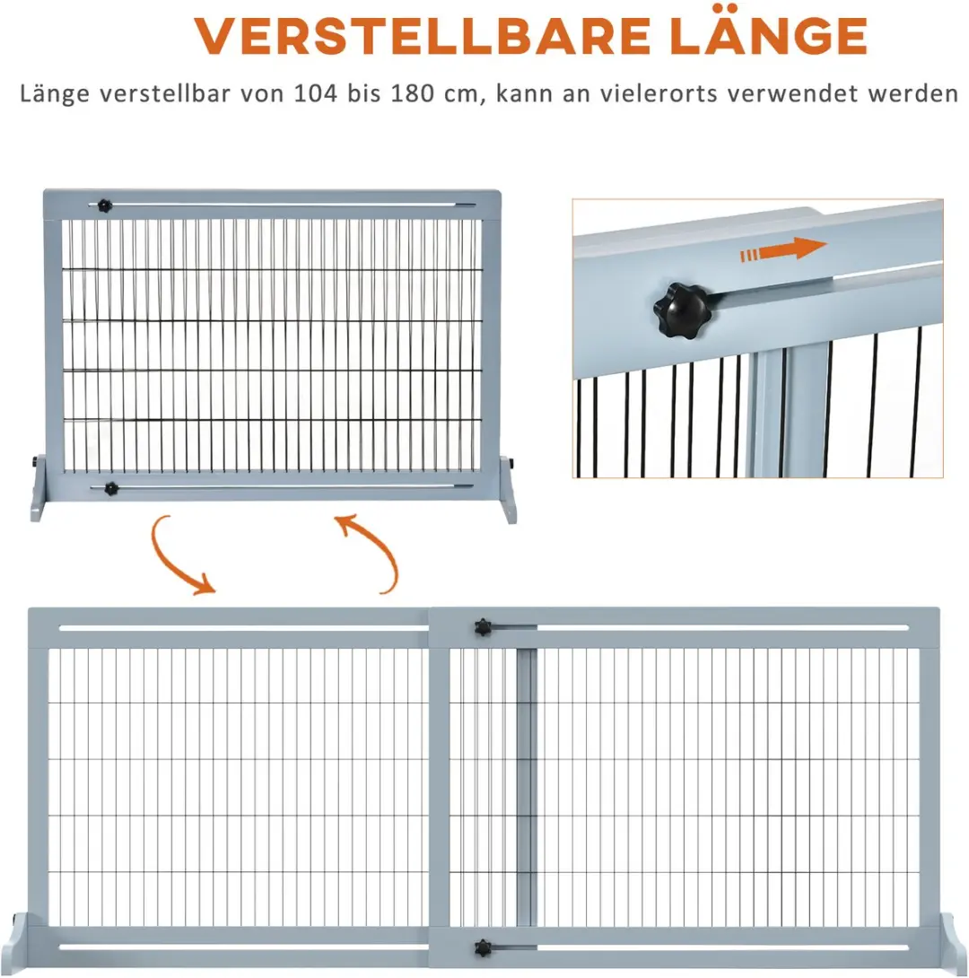 Pawhut Houten Hondenhek Uitschuifbaar Grijsblauw