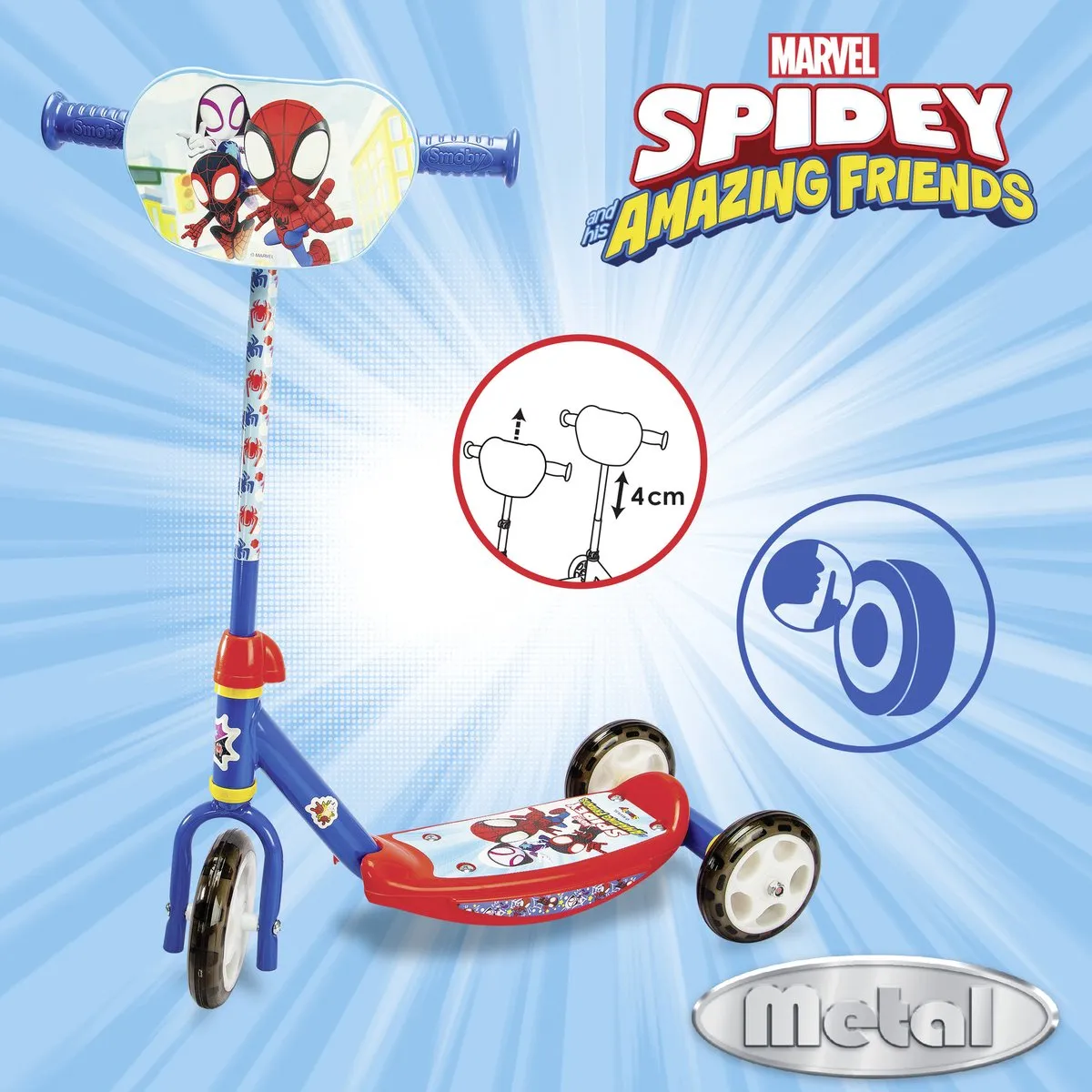 Smoby Spider-Man Scooter Step 3.4 Inch - Rood/Blauw