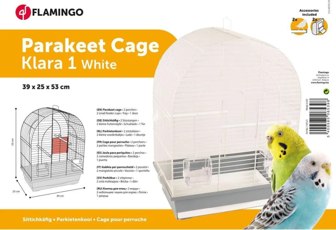 Flamingo Vogelkooi Klara 1 - 39x25x53cm - Grijs/Wit