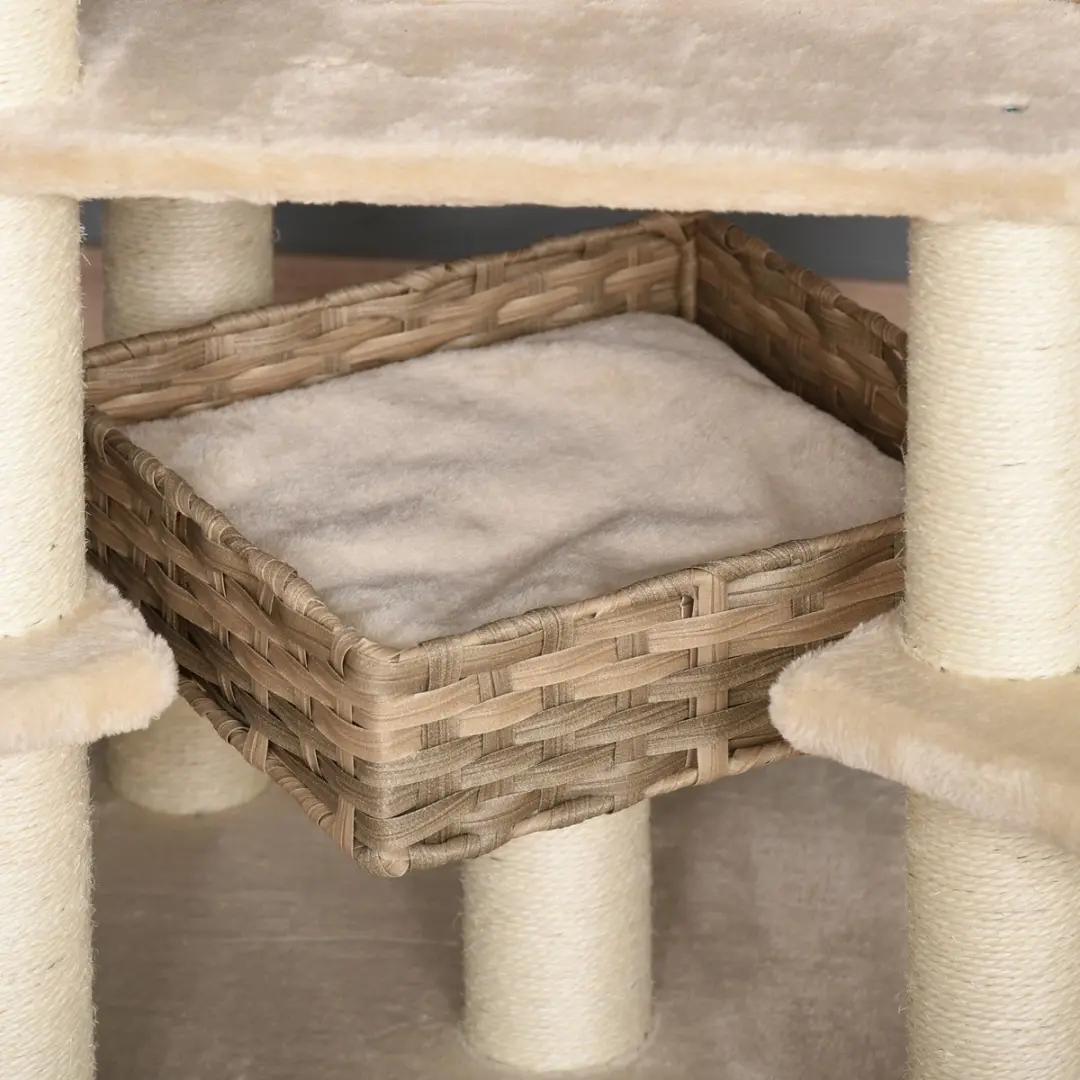Pawhut Krabpaal met Kattengrot 5 Niveaus - 7 Ligplekken - Beige