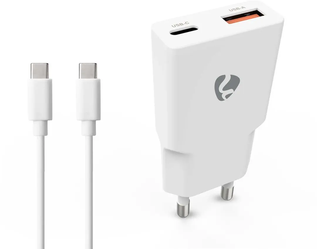 Nedis WCHA30WTUC Oplader 30W PD3.0 - 2x USB - 1.5m USB-C Kabel - Wit