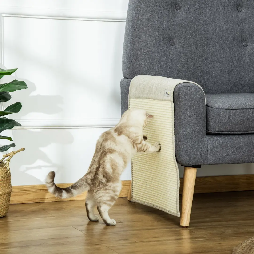 Pawhut Kratzmatte Sofa 130x45cm - Beige/Grijs
