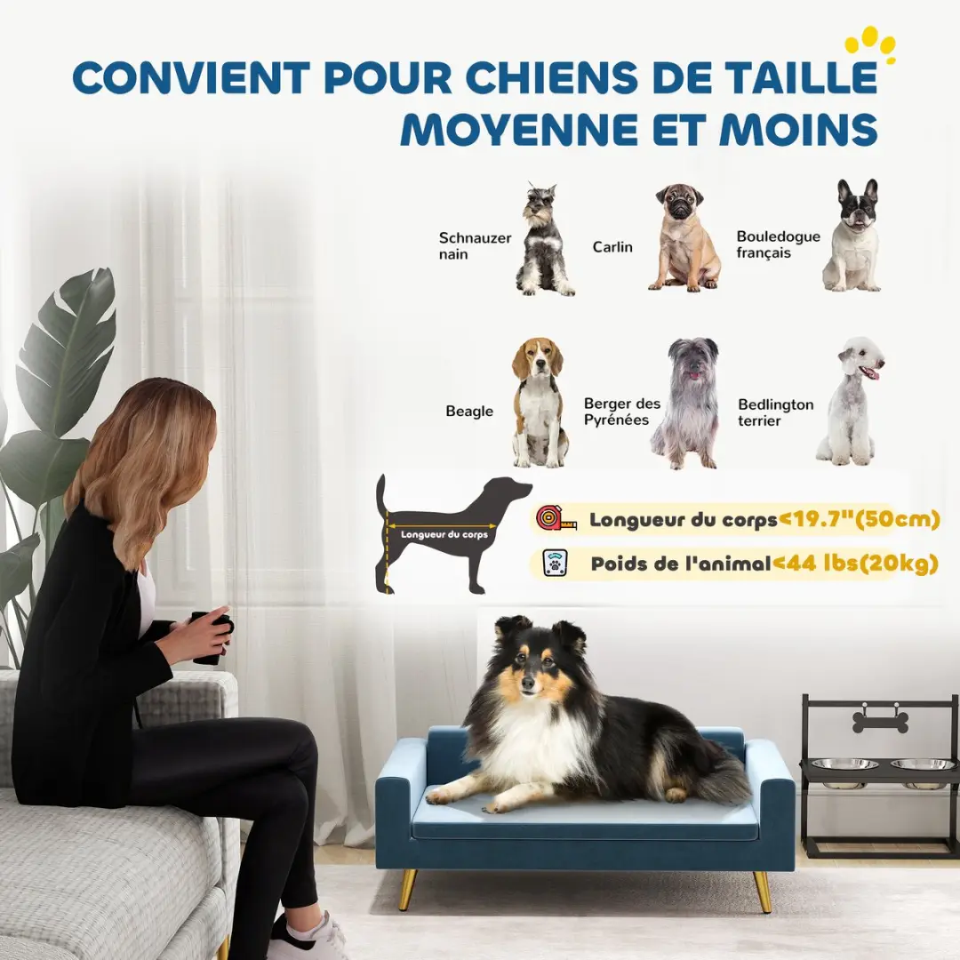 Pawhut Huisdierenbank Blauw - 94x59,5x31,5cm