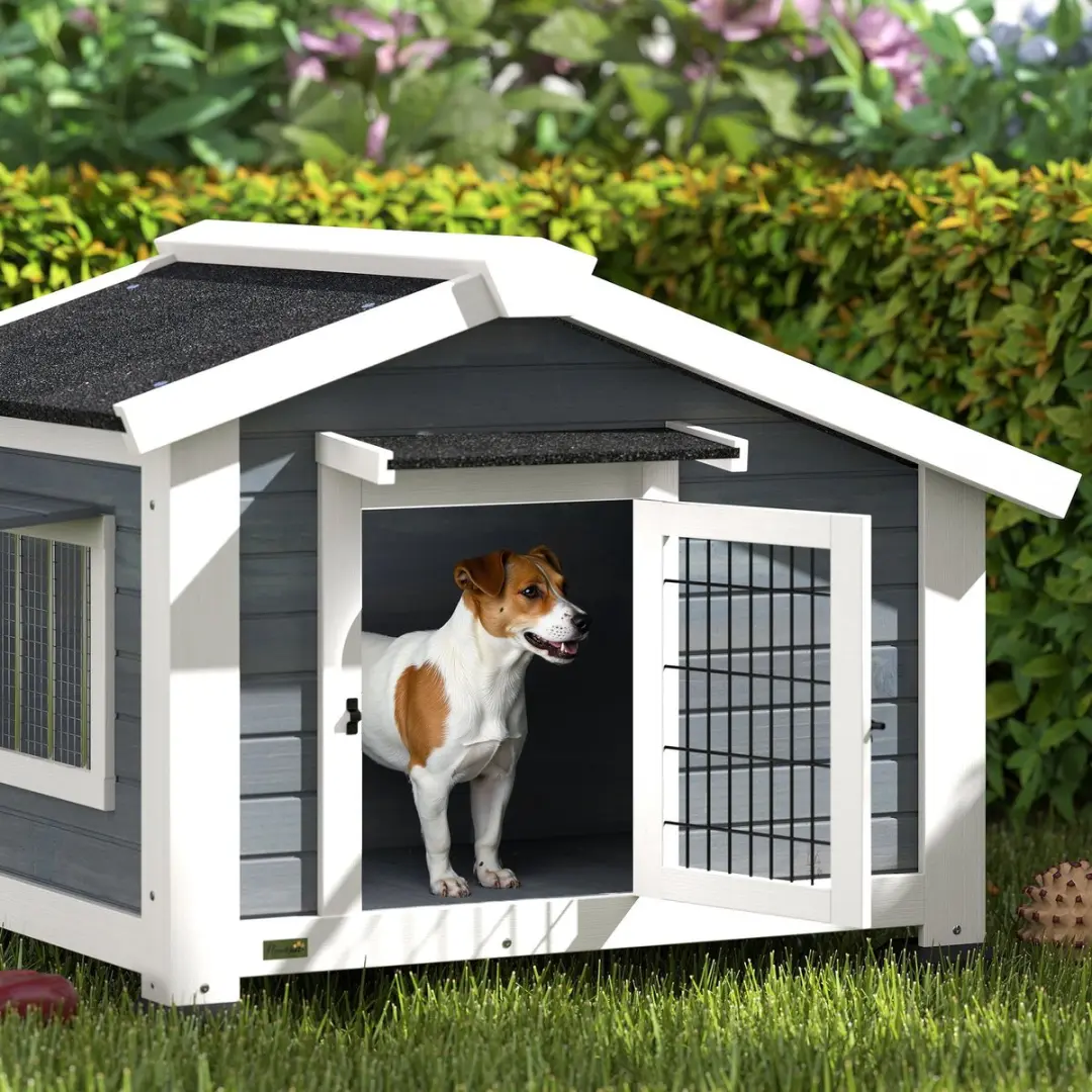 Pawhut Hondenhok 98x76x69,5cm - Grijs - afbeelding 5 van 6