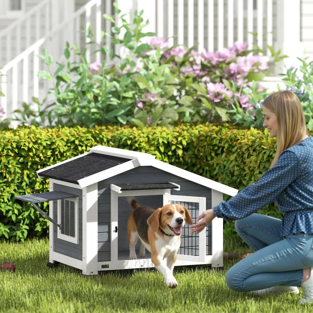 Pawhut Hondenhok 98x76x69,5cm - Grijs - afbeelding 4 van 6