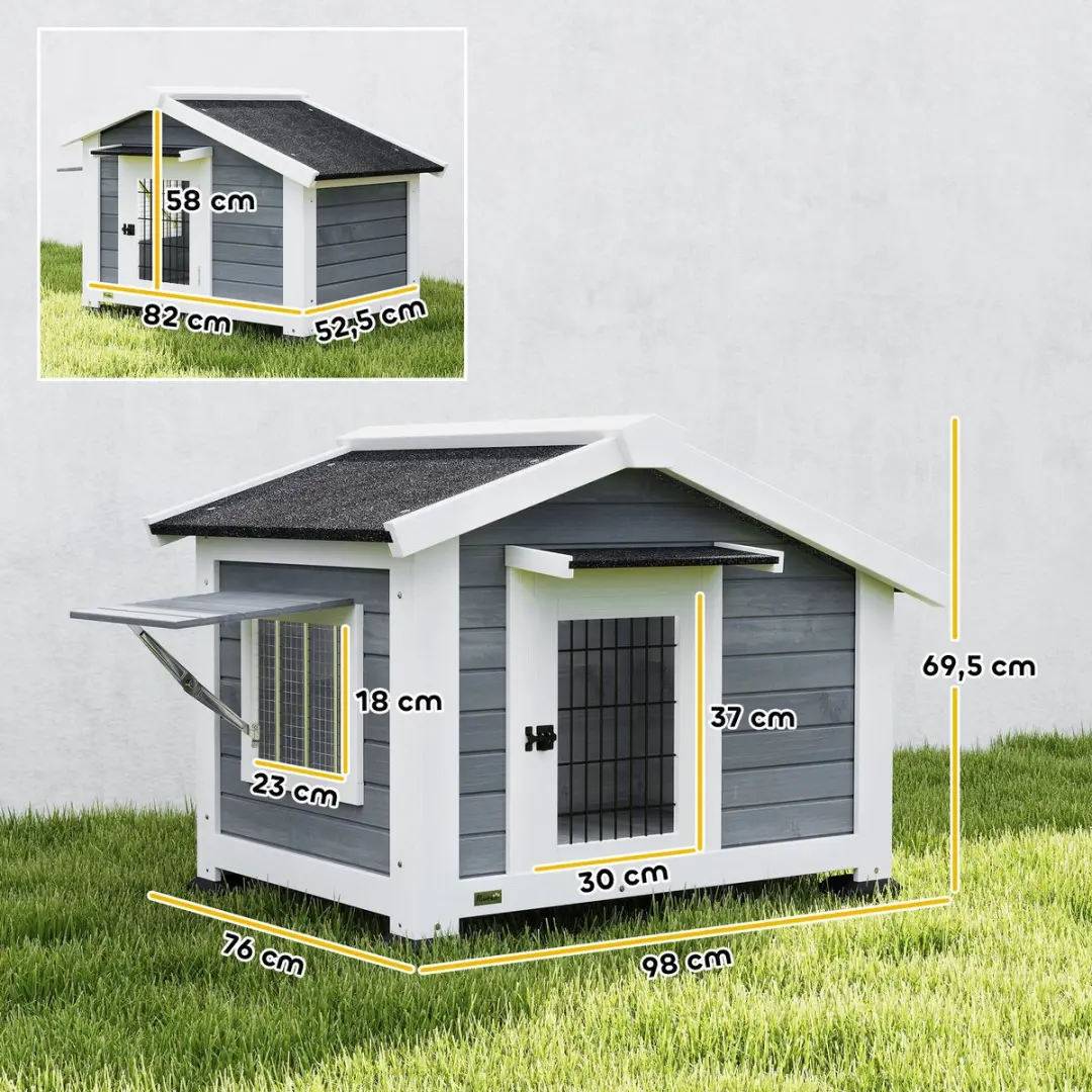 Pawhut Hondenhok 98x76x69,5cm - Grijs - afbeelding 6 van 6