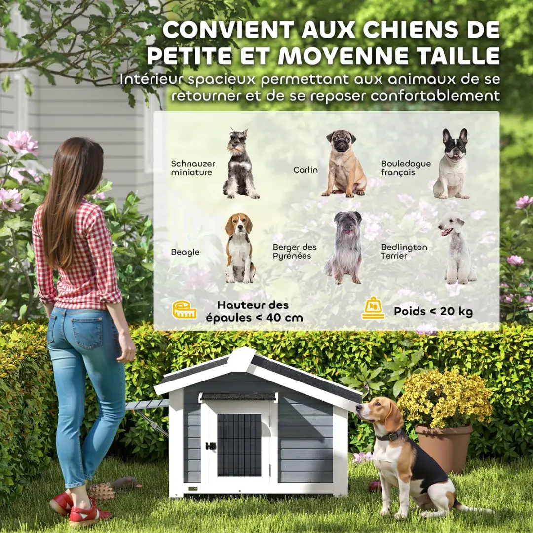 Pawhut Hondenhok 98x76x69,5cm - Grijs - afbeelding 3 van 6