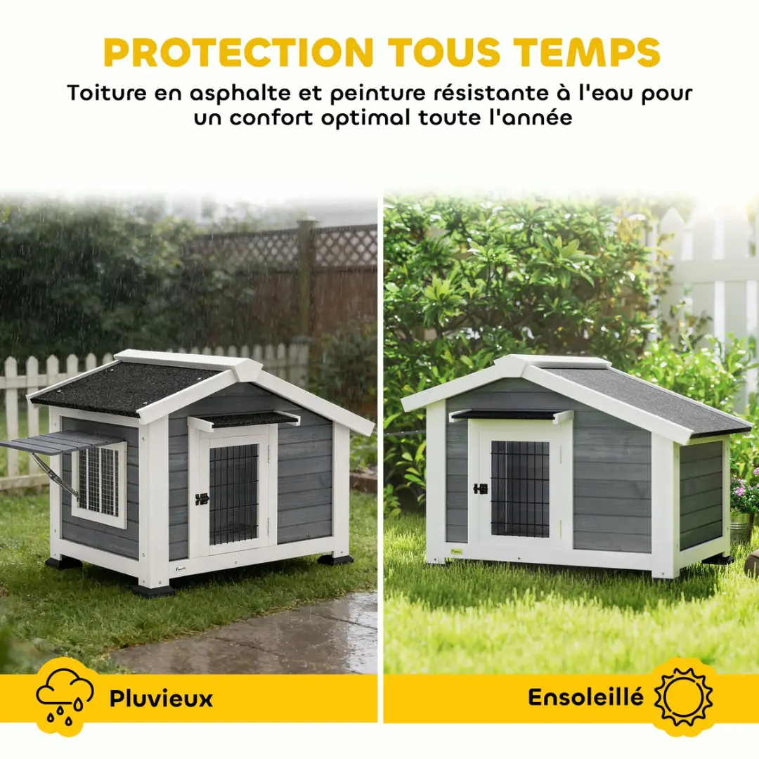 Pawhut Hondenhok 98x76x69,5cm - Grijs - afbeelding 2 van 6