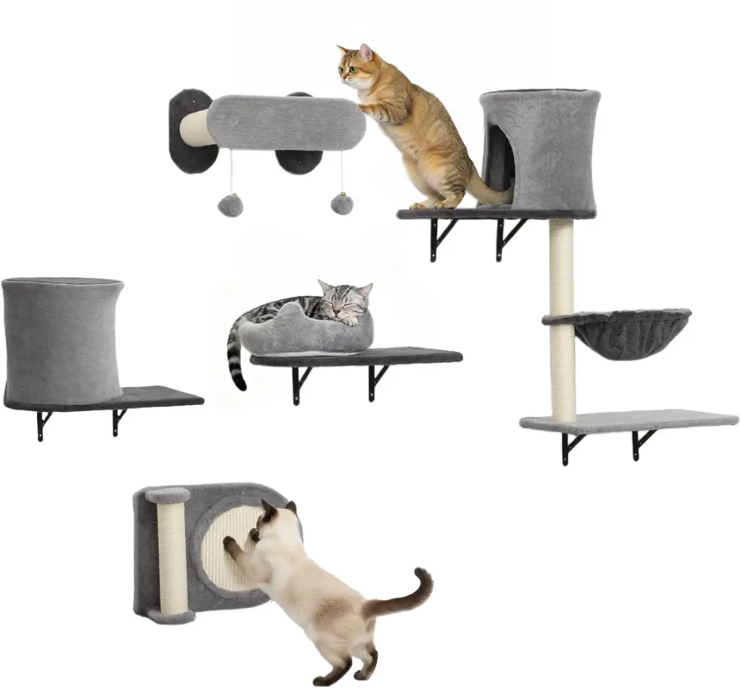 Pawhut Kattenplankenset 3 Niveaus