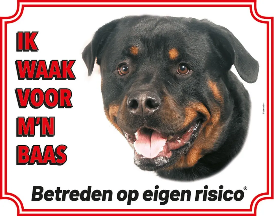 Flamingo Waakbord Rottweiler 20x25cm