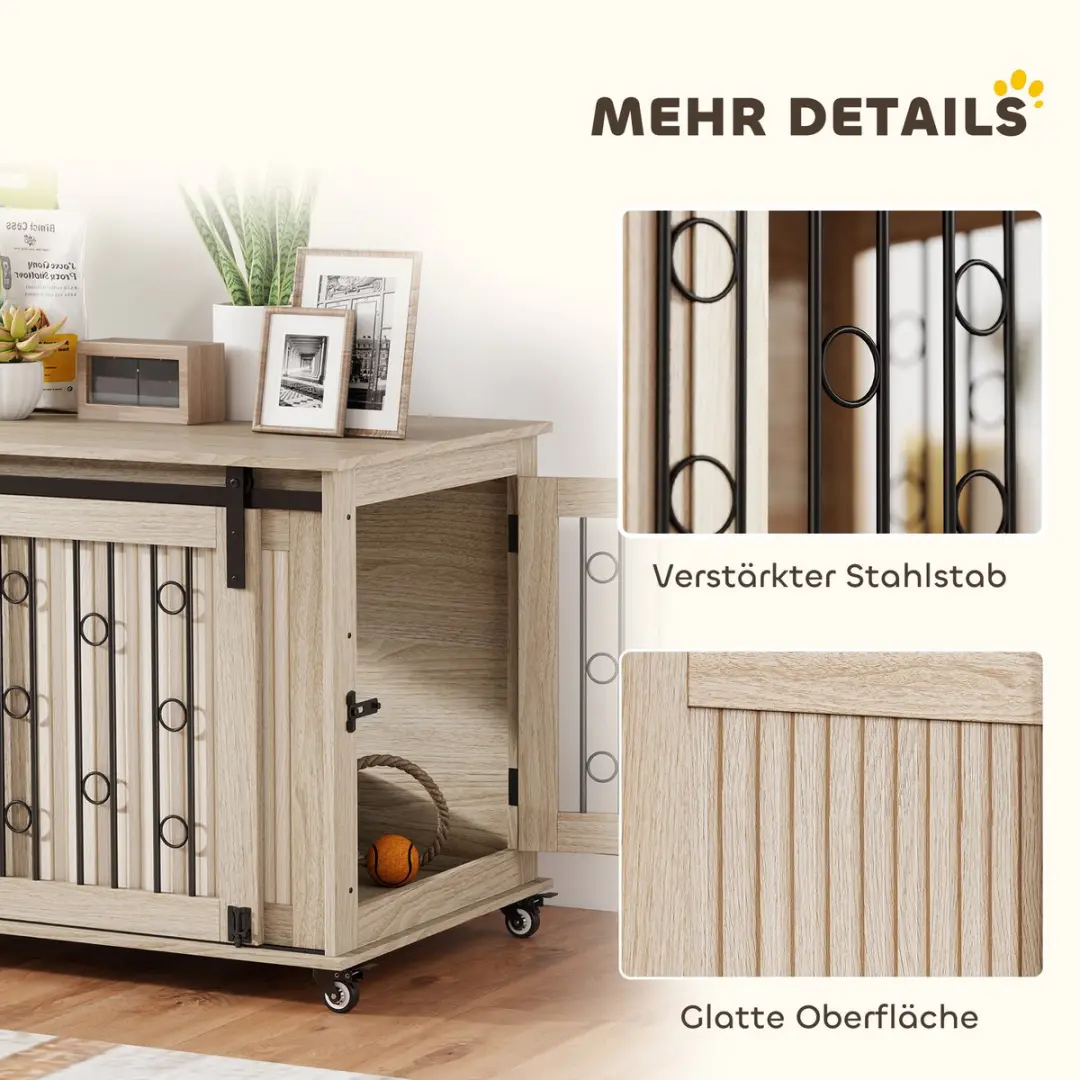 Pawhut Dog Cage MDF - 100x56x65cm Eiken