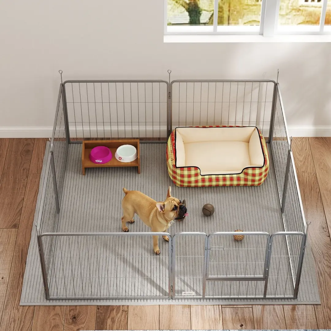 Pawhut Welpenuitloop 60cm - 8-delig - Staal Zilver
