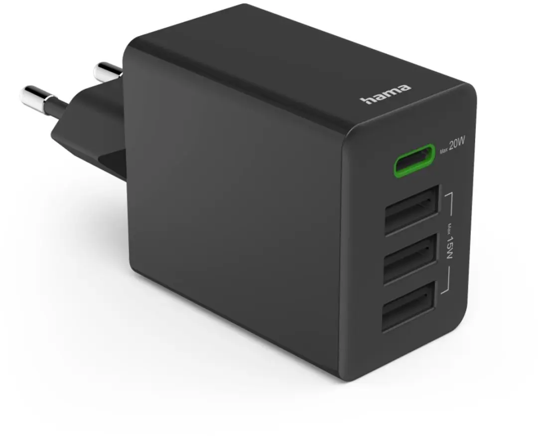 Hama 35W Snellader - 1x USB-C PD, 3x USB-A QC - Zwart