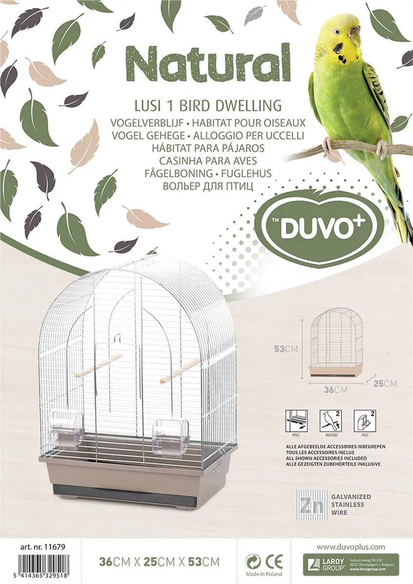 Duvo Natural Lusi Vogelkooi 1 - Mokka/Chroom
