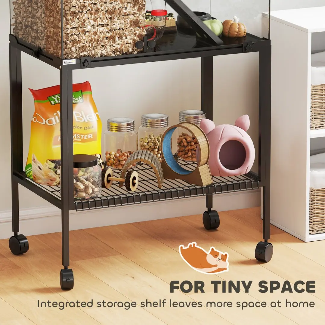 Pawhut Hamsterkooi Staand - 77x49x130,5cm - Zwart
