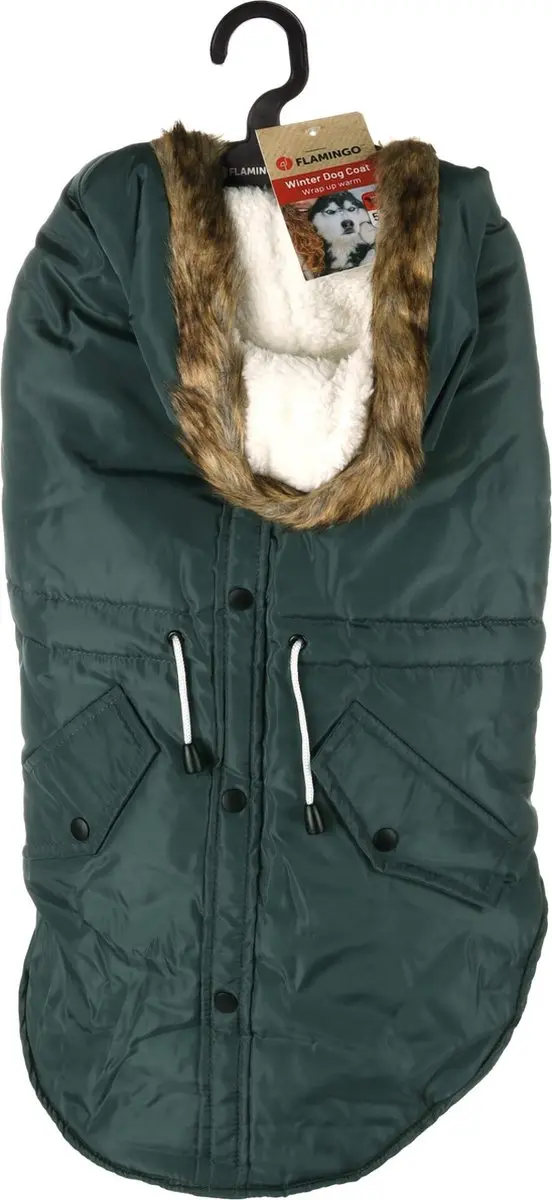 Flamingo Kimo Winterjas Honden 55cm - Groen