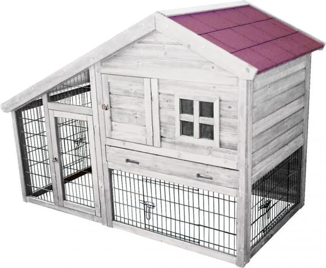 Duvo+ Woodland konijnenhok tridolf cottage 150x80x108cm