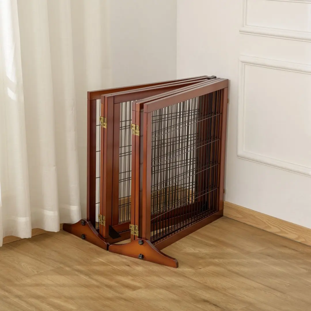 Pawhut Hondenhek 6-panelen Inklapbaar - Koffiebruin