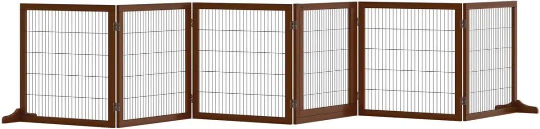 Pawhut Hondenhek 6-panelen Inklapbaar - Koffiebruin