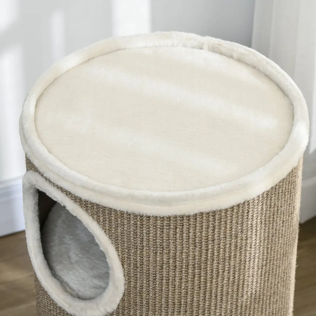 Pawhut Katzenkratzbaum 3 Ebenen - 70cm - 3 Höhlen - Sisal - Bruin