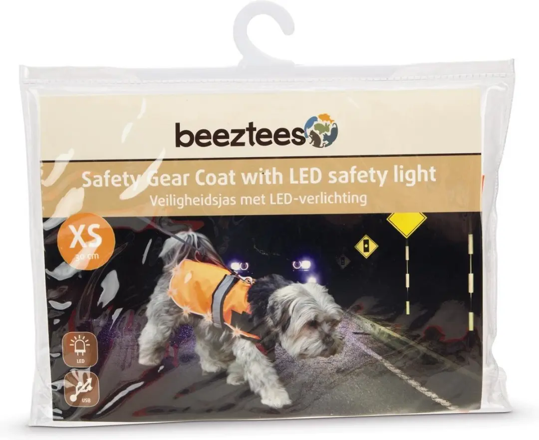 Beeztees Veiligheidsvest Hond LED+USB XS - Oranje