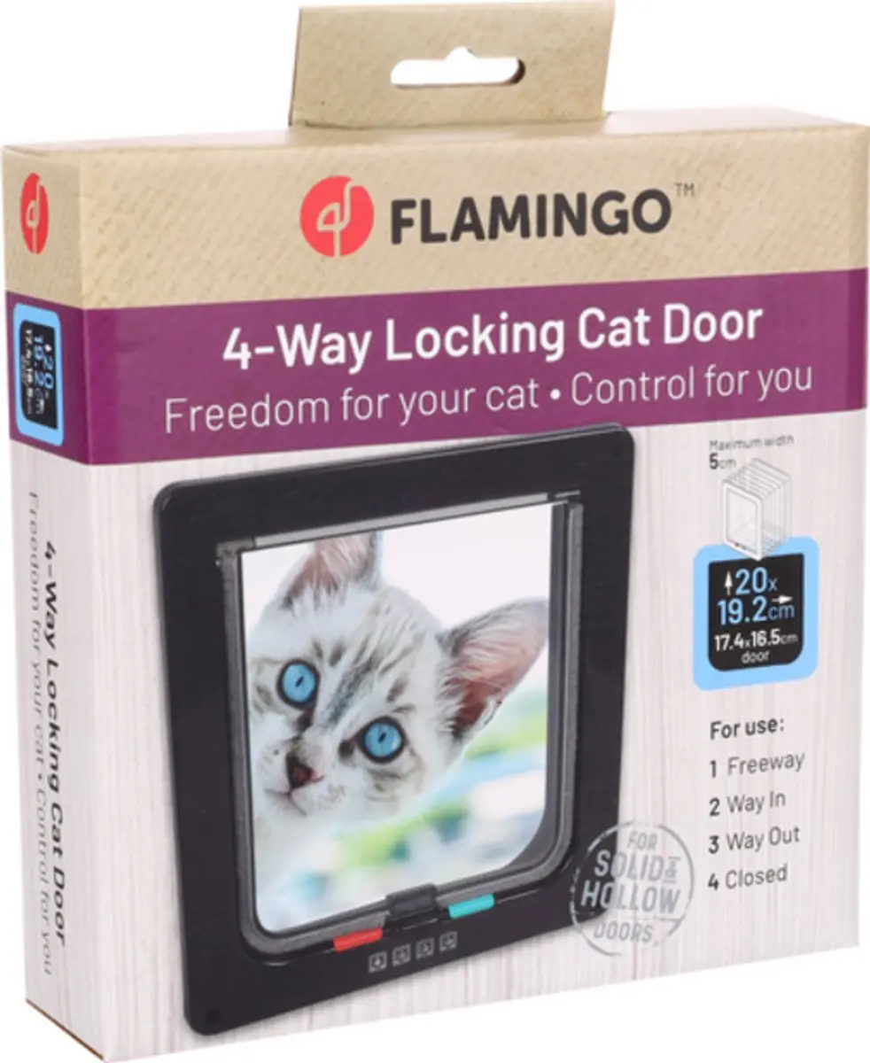 Flamingo Kattenluik Idda 4-Standen - Zwart