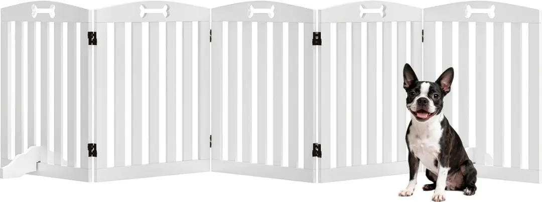 Pawhut Vrijstaand Hondenhek Wit 258x30x61cm