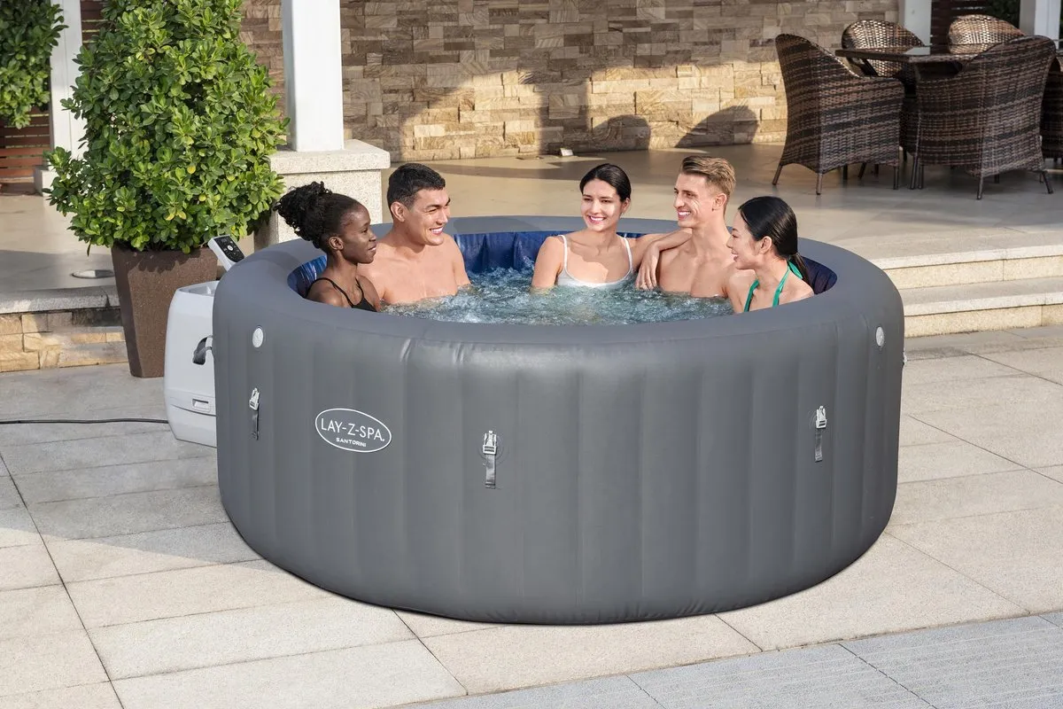 Bestway Lay-Z-Spa Hydrojet Santorini 2025 6001T - 190 Jets - 216x80cm - Grijs