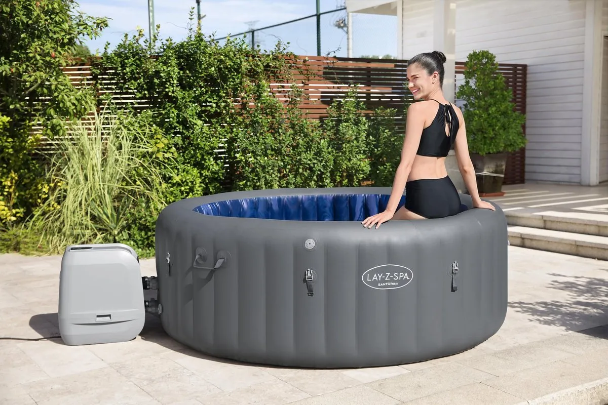 Bestway Lay-Z-Spa Hydrojet Santorini 2025 6001T - 190 Jets - 216x80cm - Grijs