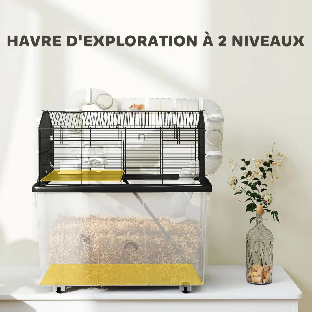 Pawhut Hamsterkooi 58x43x57cm - Zwart