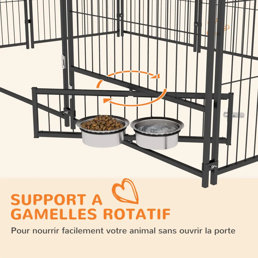 Pawhut Hondenkennel 211x141x151cm - Acier Marron - afbeelding 6 van 6