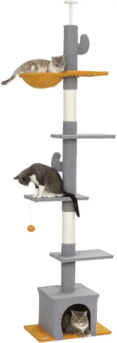 Pawhut Kattenboom Lichtgrijs 55x34x275cm
