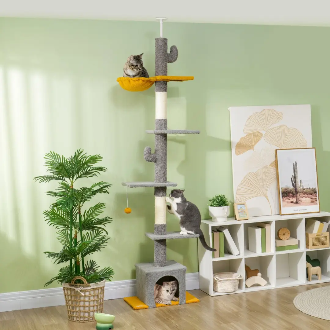Pawhut Kattenboom Lichtgrijs 55x34x275cm