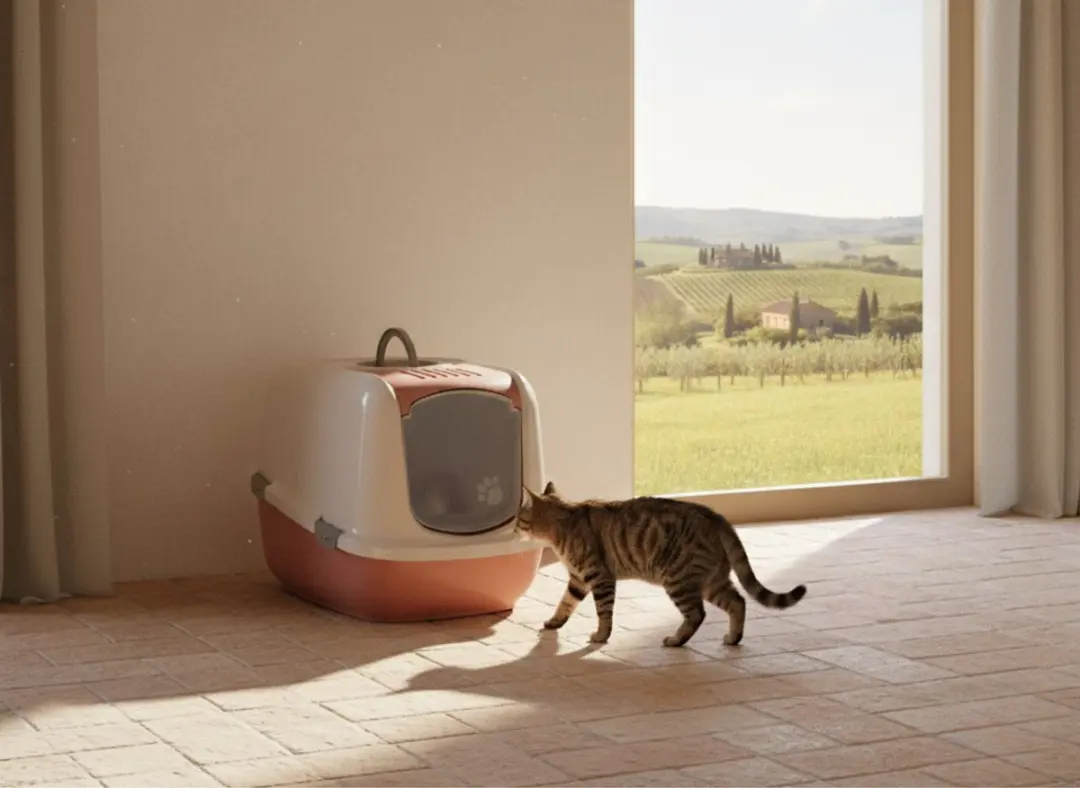 Savic Nestor Jumbo Kattenbak XL - 66,5x48,5x46,5cm - Toscaans Rood/Champagne