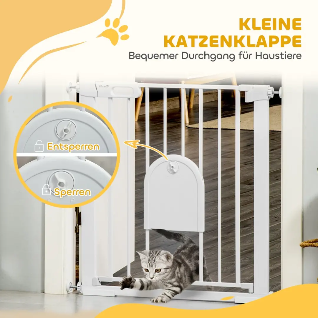 Pawhut Huisdierhek ABS 75-82L x 2B x 76Hcm - Wit