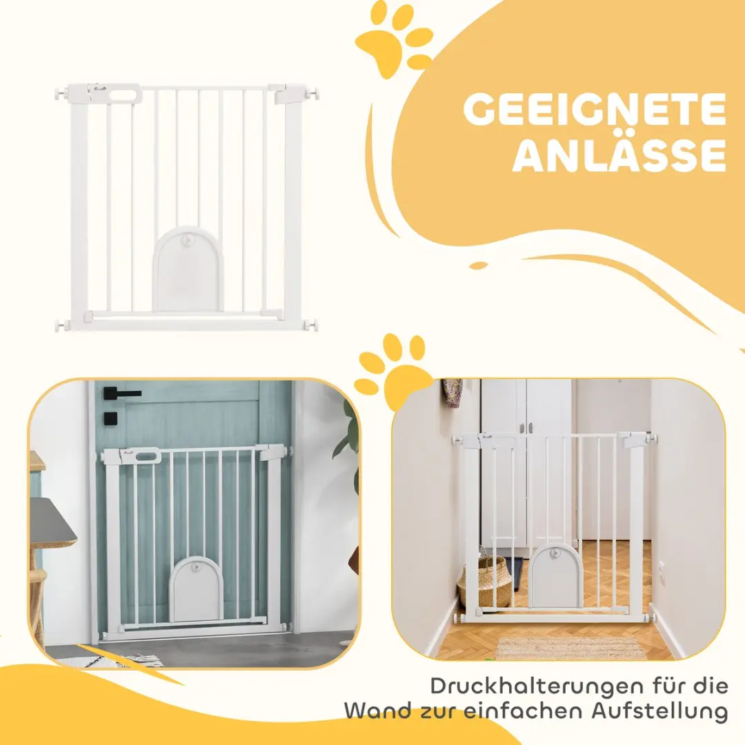 Pawhut Huisdierhek ABS 75-82L x 2B x 76Hcm - Wit