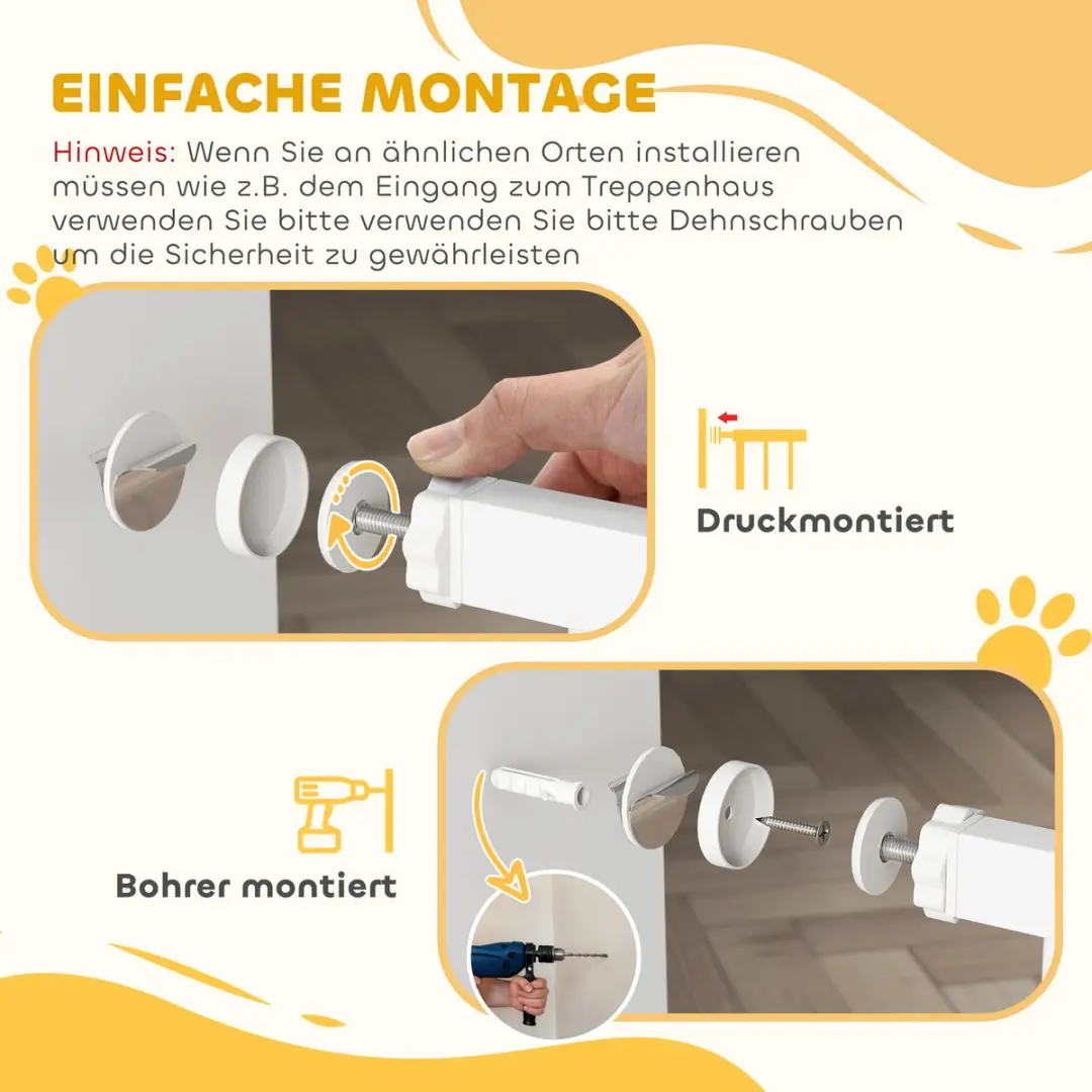Pawhut Huisdierhek ABS 75-82L x 2B x 76Hcm - Wit